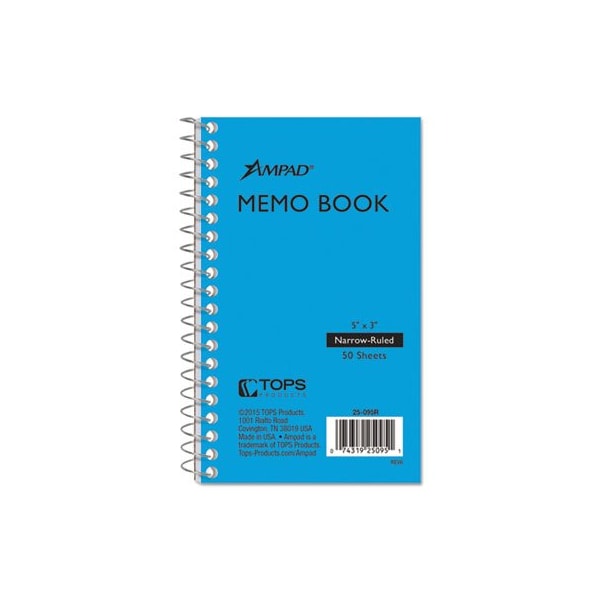 Ampad/ Of Amercn Pd&Ppr Ampad, MEMO BOOKS, NARROW RULE, 5 X 3, WHITE, 50 SHEETS 25095 - main